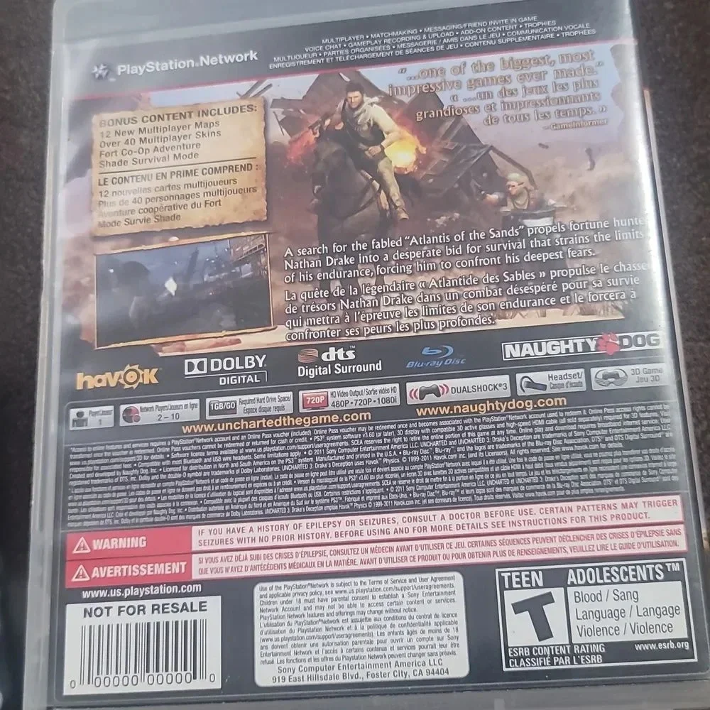 Uncharted 3 drakes deception Playstation 3 video game